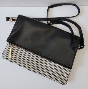 Black and white purse with gold detail